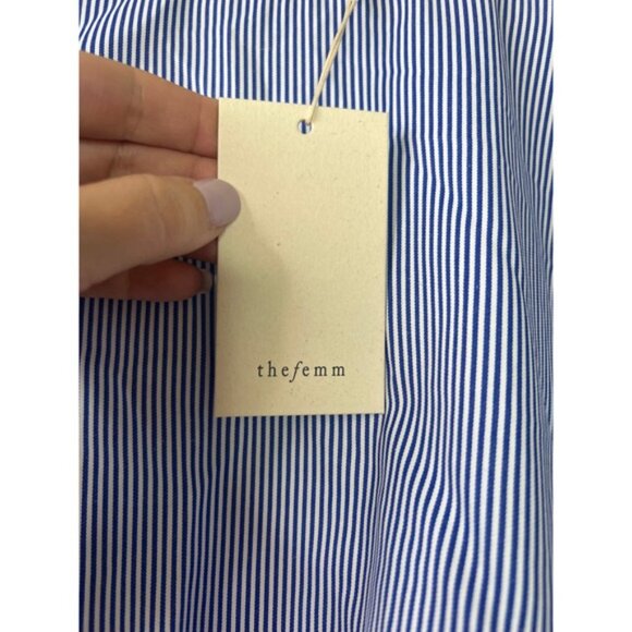 NWT The Femm Poplin Lightweight Puff Sleeves Luella Blouse Blue Size: Medium - Picture 4 of 9